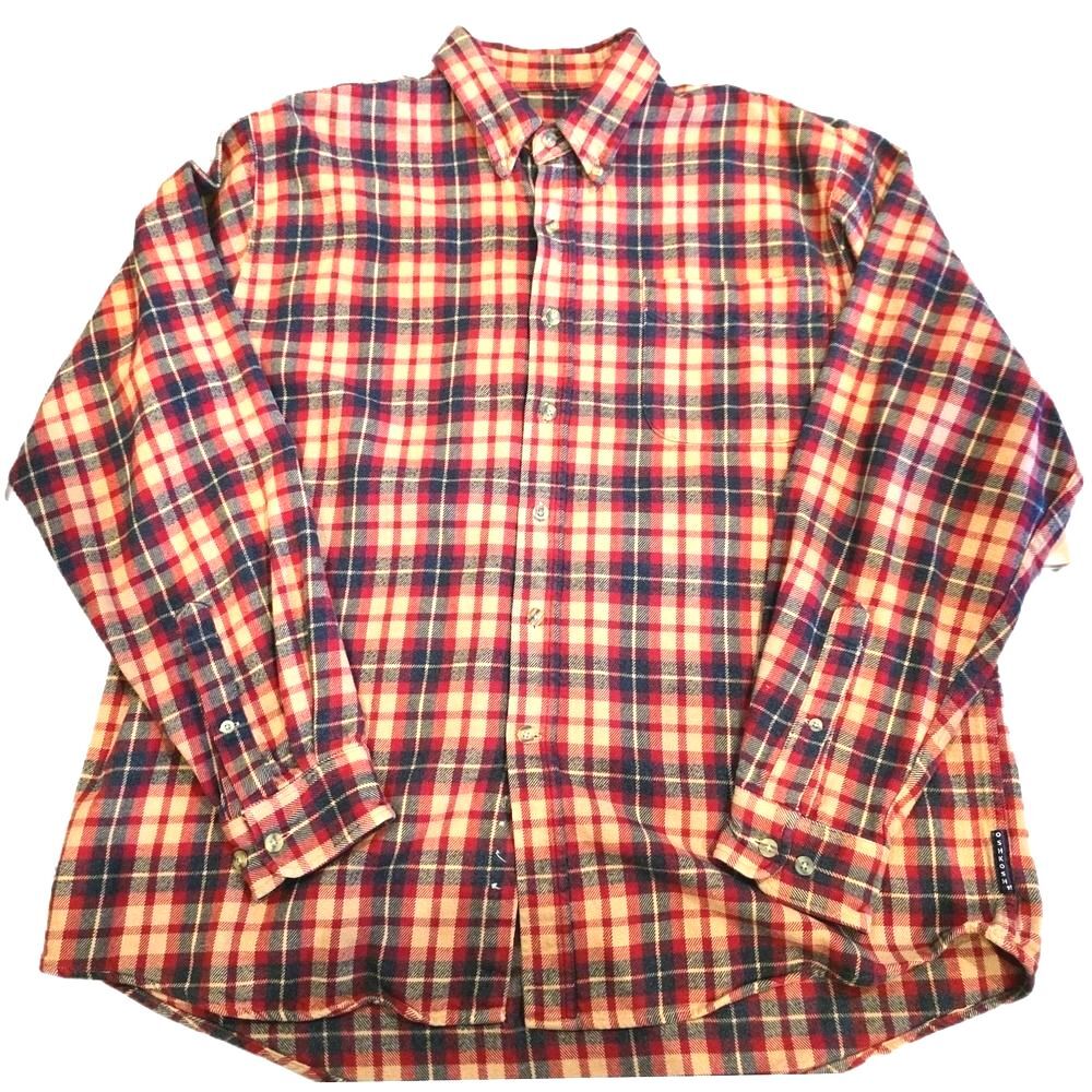 VTG 90s Oshkosh B'Gosh Flannel Button Up Shirt Mens Large Red Blue Plaid 90s